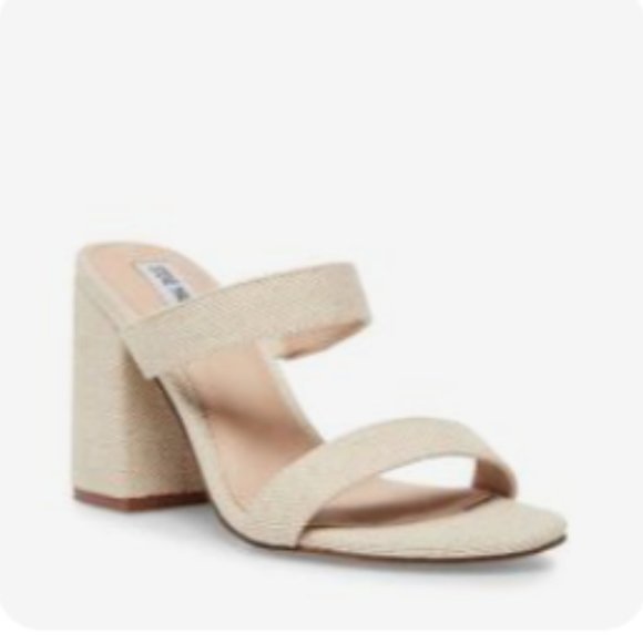 Steve Madden - Block Heel Lounge Sandal (Size: 8, Colour: Natural) - NEW IN BOX